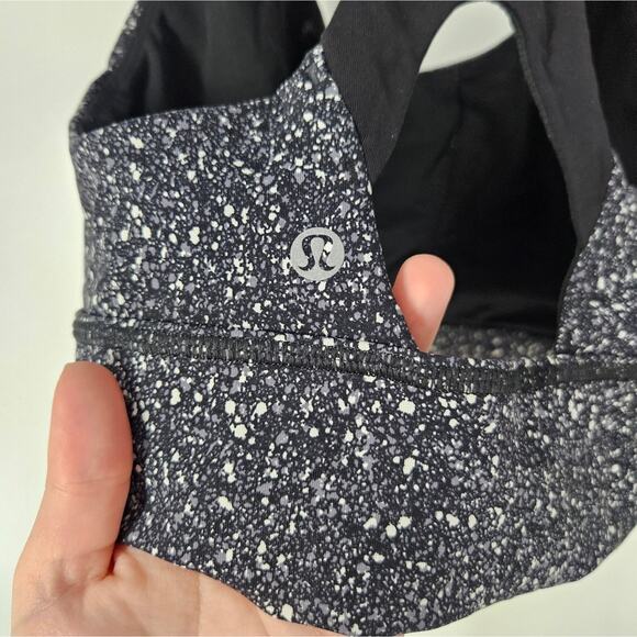 Lululemon Mini Splatter White Black Run Stuff Your Bra Long Line Bra 8 - Picture 9 of 11